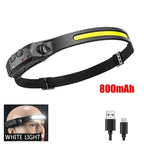 COB LED Headlamp | USB Rechargeable Motion Sensor