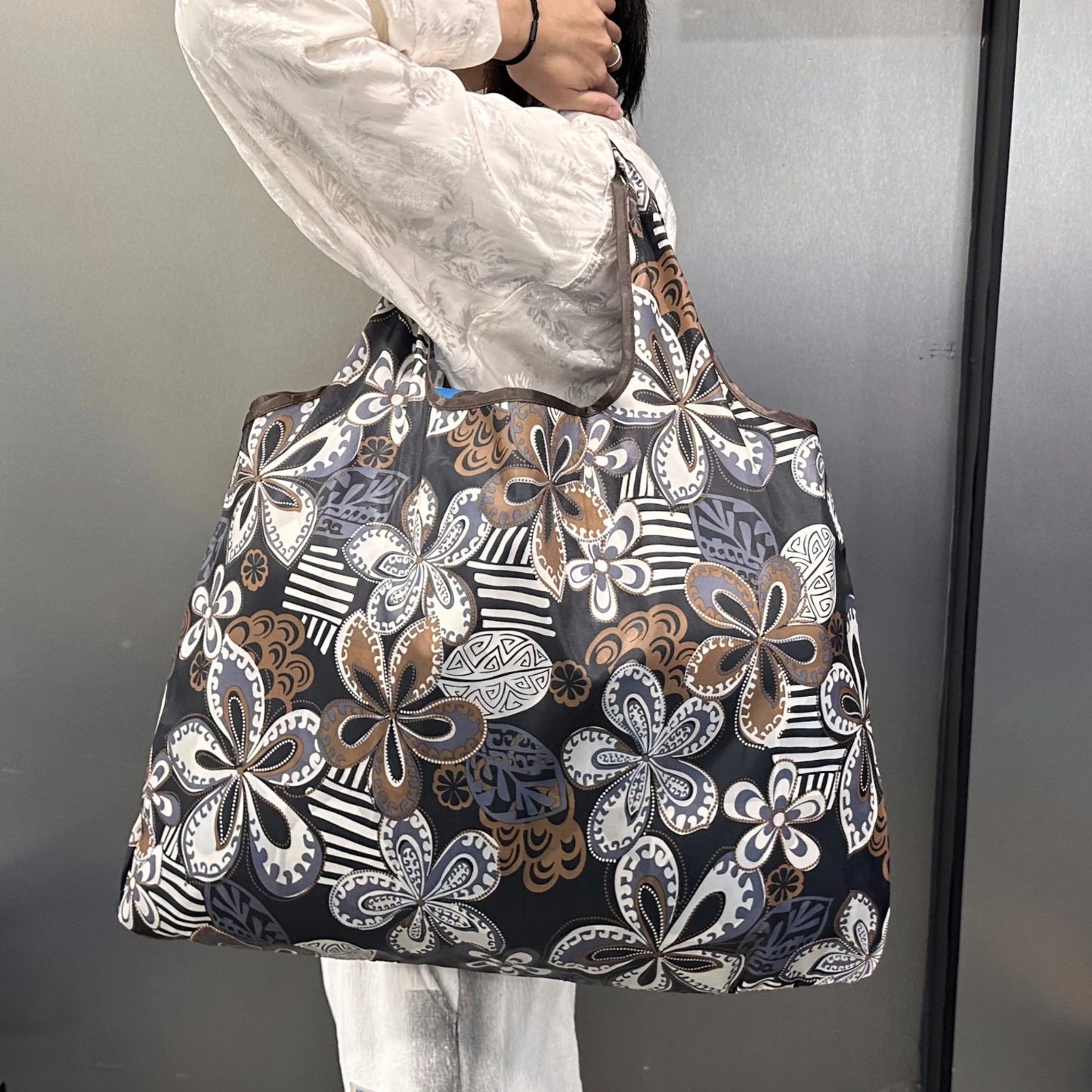 Tote Bag Large Capacity Tote Bag Satchel Lightweight Shopping Bag Printed Pattern Outdoor Foldableable Satchel Camping Style Travel Bag
