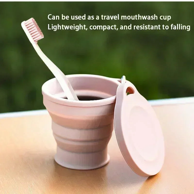 1-10PCS 180ML  Silicone Collapsible Water Cup Outdoor Camping Travel Portable Foldable Lid Coffee Cup Sports Hiking Accessories