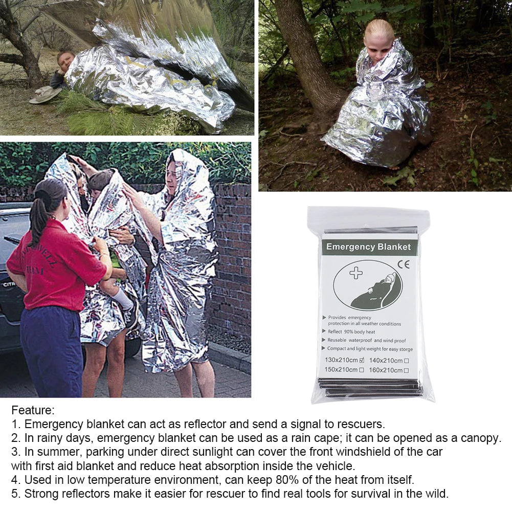 10/20Pcs Foil Mylar Thermal Blanket Waterproof Blankets Keeps You Warm Retain Body Heat Emergency Supplies for Outdoors Camping