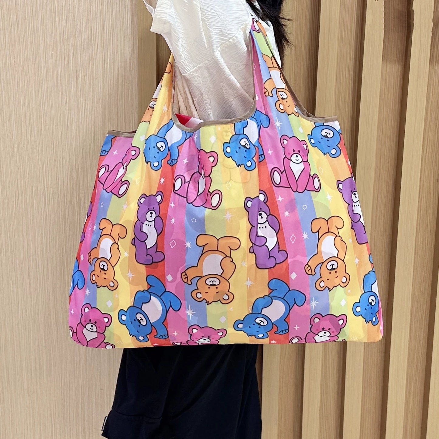 Tote Bag Large Capacity Tote Bag Satchel Lightweight Shopping Bag Printed Pattern Outdoor Foldableable Satchel Camping Style Travel Bag