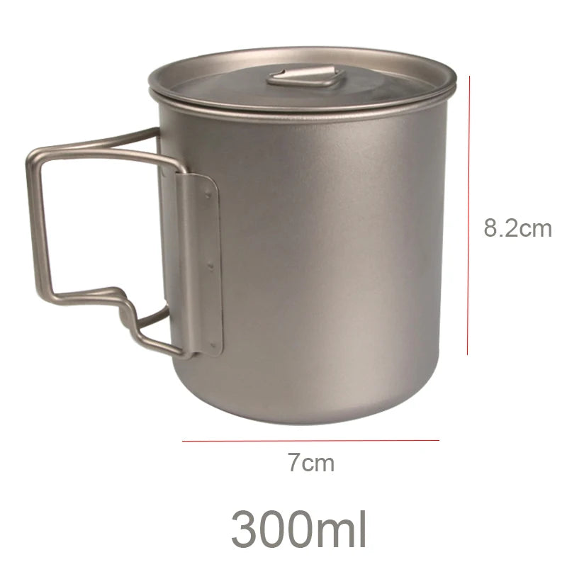 300/450/750ml Camping Mug Ultralight Titanium Cup Tourist Tableware Picnic Utensils Outdoor Water Cup Travel Cooking Equipment