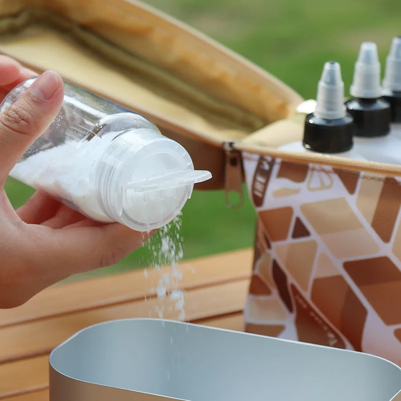 Portable Outdoor Seasoning Storage Bag, Camping Condiment Bottle Organizer, Multifunctional Handbag for Spice Jars and Cosmetics
