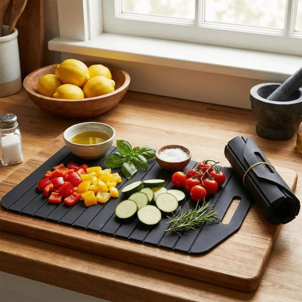Non-Stick Folding Cutting Board Anti-Slip Easy Grip Handle Silicone Cut Board Portable Flexible Food Prep Tool Outdoor Cooking