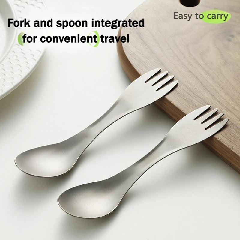 Ultralight Titanium Spork 2-in-1 Spoon & Fork Camping Picnic Travel Tableware Portable Survival Tool for Hiking Backpacking EDC