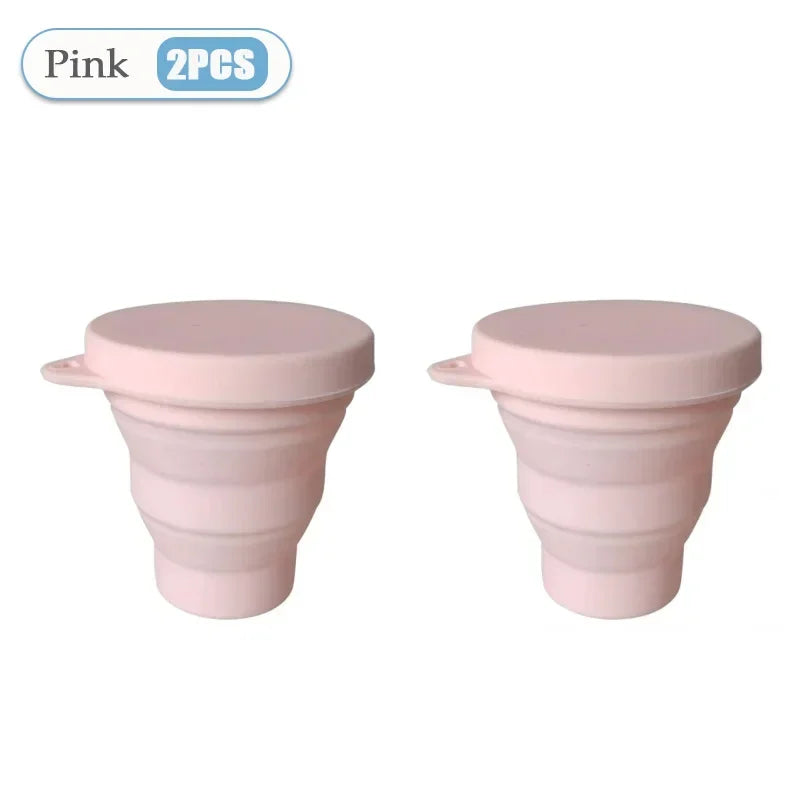 1-10PCS 180ML  Silicone Collapsible Water Cup Outdoor Camping Travel Portable Foldable Lid Coffee Cup Sports Hiking Accessories