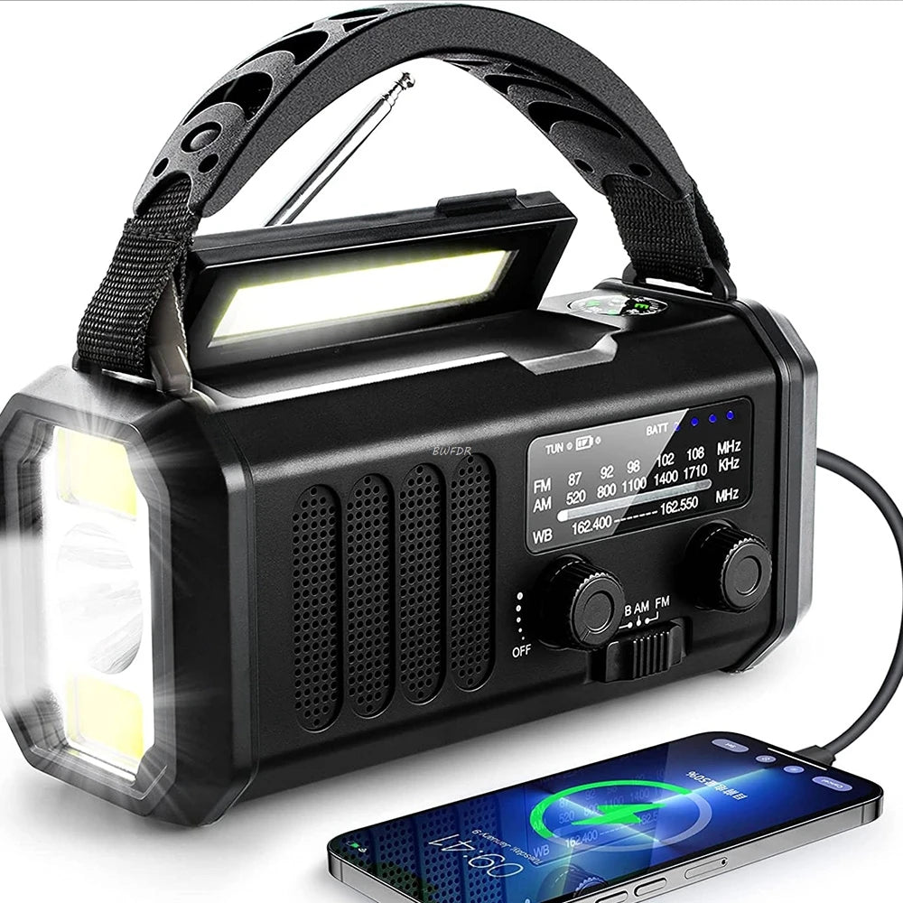 Hot 10000mAh Emergency Radio Weather Solar Hand Crank Radio AM/FM LED Flashlight SOS Alarm Power Bank Speaker Dropshipping
