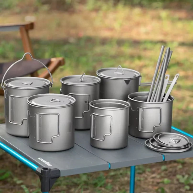 Outdoor Titanium Lightweight Portable Tea Coffee Cup Folding Handle Camping Water Mug for Hiking Travelling