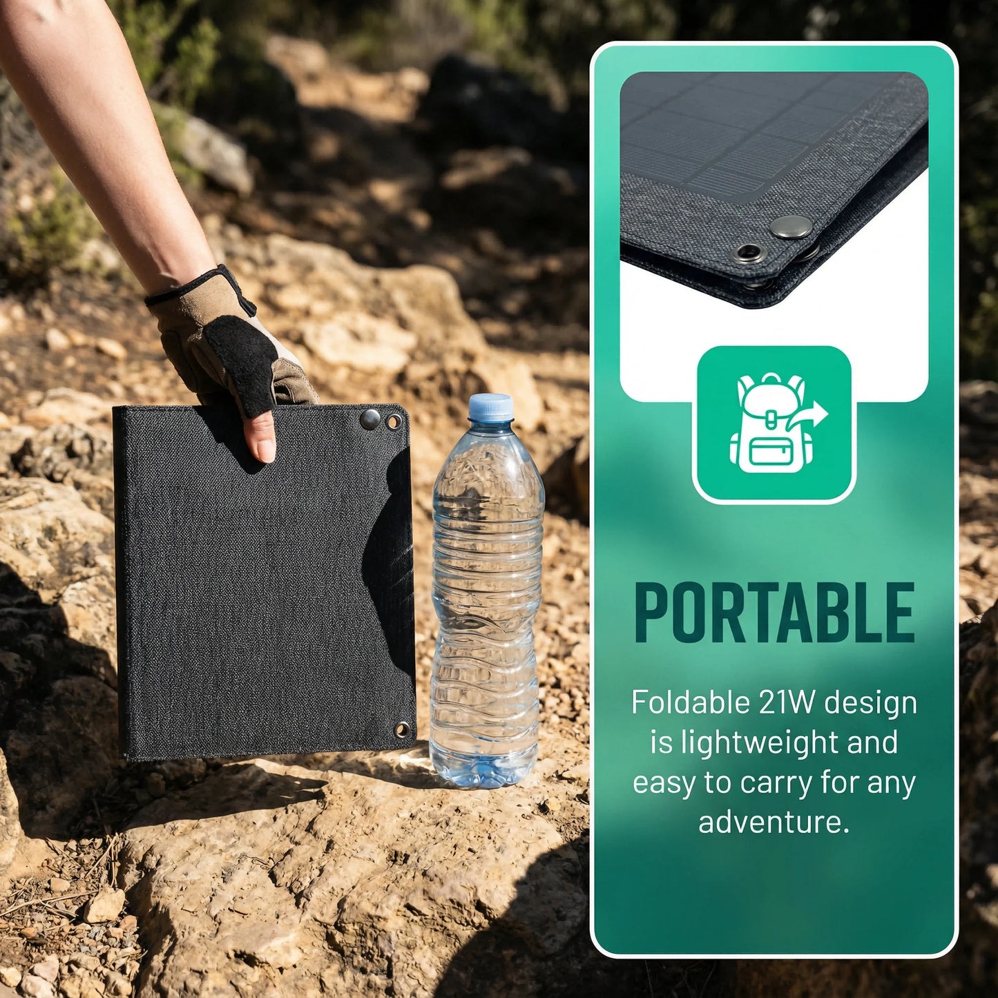 21W Portable Solar Panel Foldable Solar Charger 16.85V - Ultra-fast Solar Phone Charger for Camping Hiking Backpacking - Dual