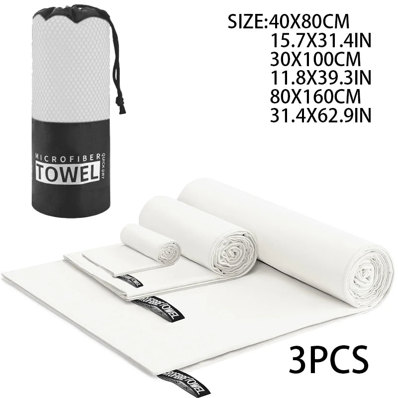 3 Pcs Microfiber Towel Sports Quick-Drying Super Absorbent Camping Towel Super Soft Lightweight Gym Swimming Yoga Beach Towel