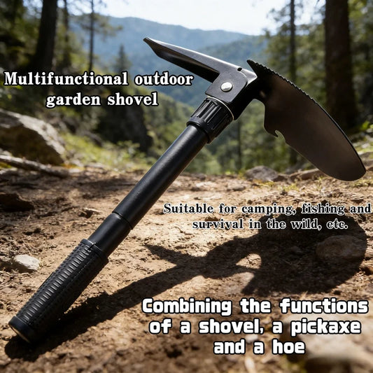 A multi-functional foldable shovel, suitable for camping, military survival, and durable outdoor tools - military-style shovel