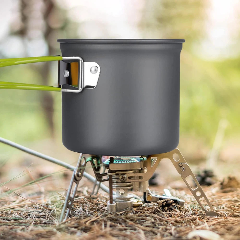 9PCS Ultralight Camping Pot Set Camping Cookware Mess Kit Outdoor Cooking Tableware for Hiking, Trekking, Picnic, Fishing, Mount