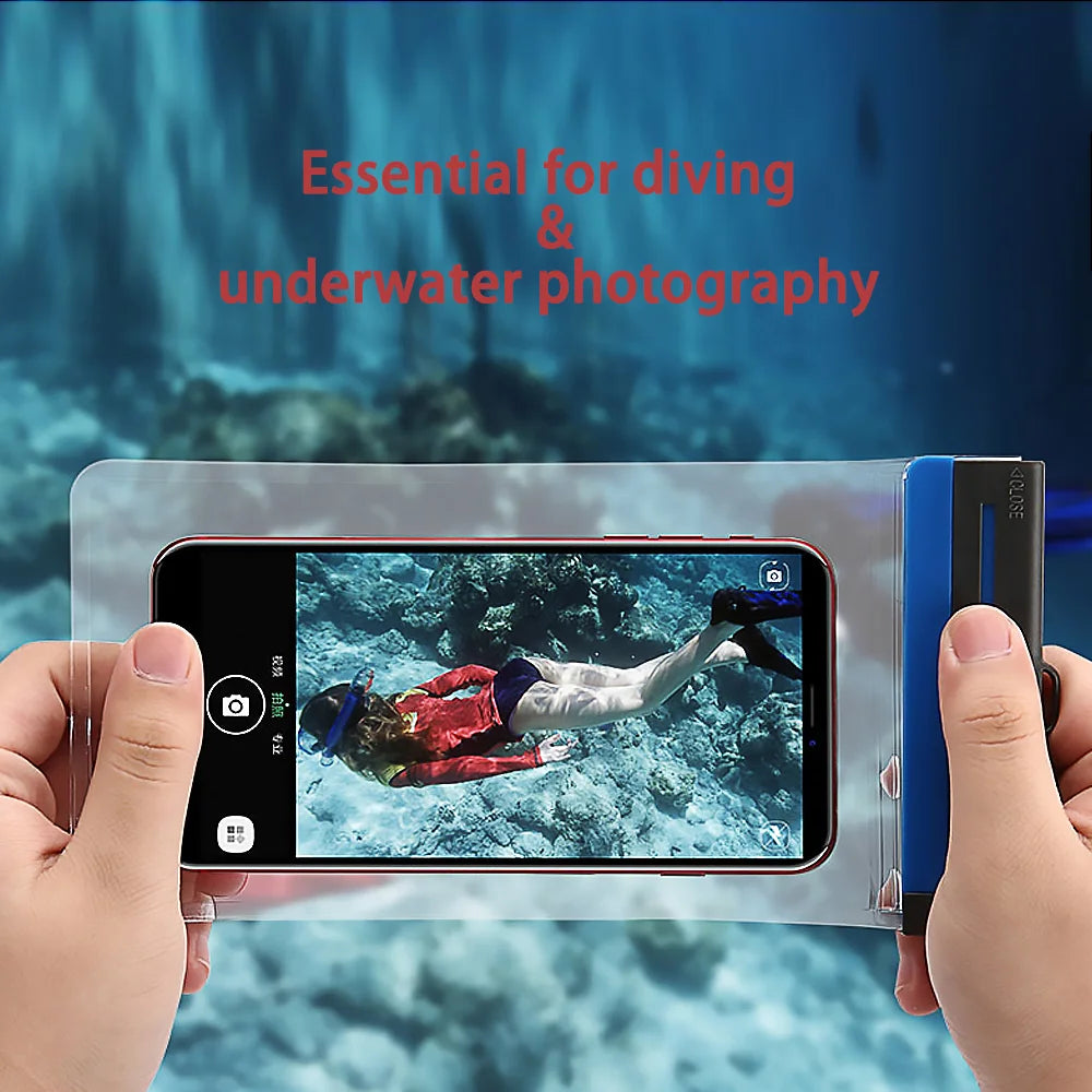 IPX8 Waterproof Phone Pouch TPU Case Touch Screen Diving Bag Underwater Swimming Beach Essential Universal Underwater Photo