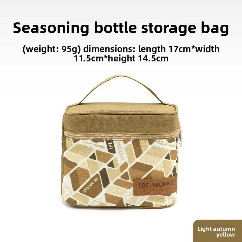 Portable Outdoor Seasoning Storage Bag, Camping Condiment Bottle Organizer, Multifunctional Handbag for Spice Jars and Cosmetics