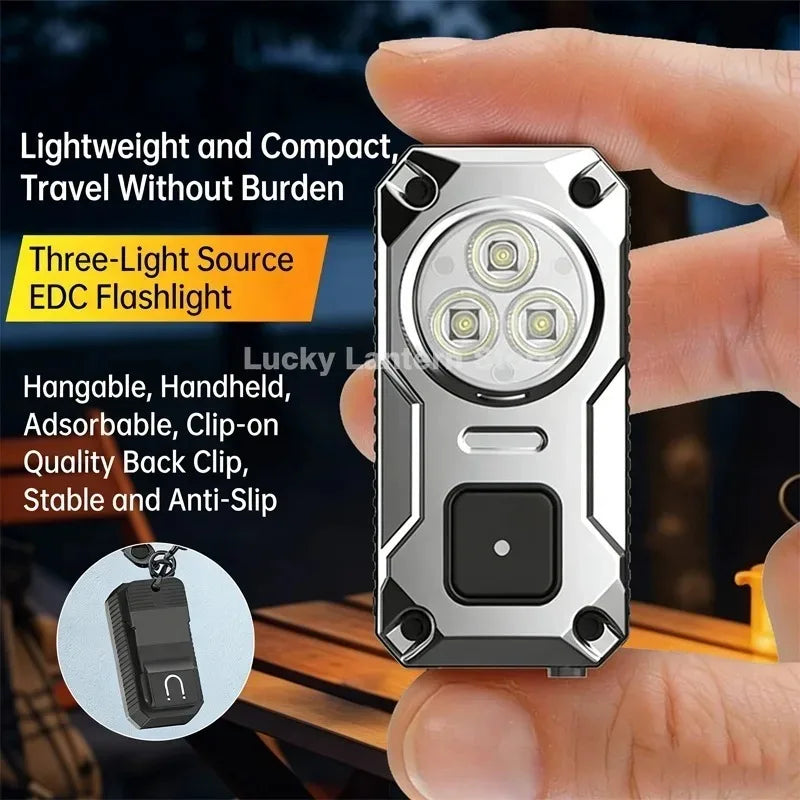400 Lumens Mini Clip Light USB C Rechargeable Pocket Flashlight 3 Modes Waterproof Magnetic Portable Working Light