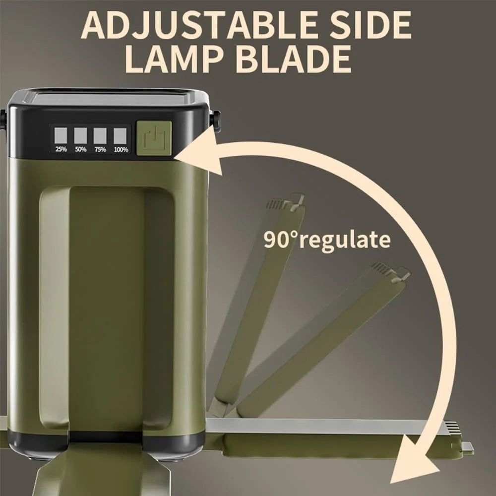Multifunctional 4-Leaf Foldable Camping Lantern Solar Rechargeable Large Capacity Portable Outdoor Emergency Light