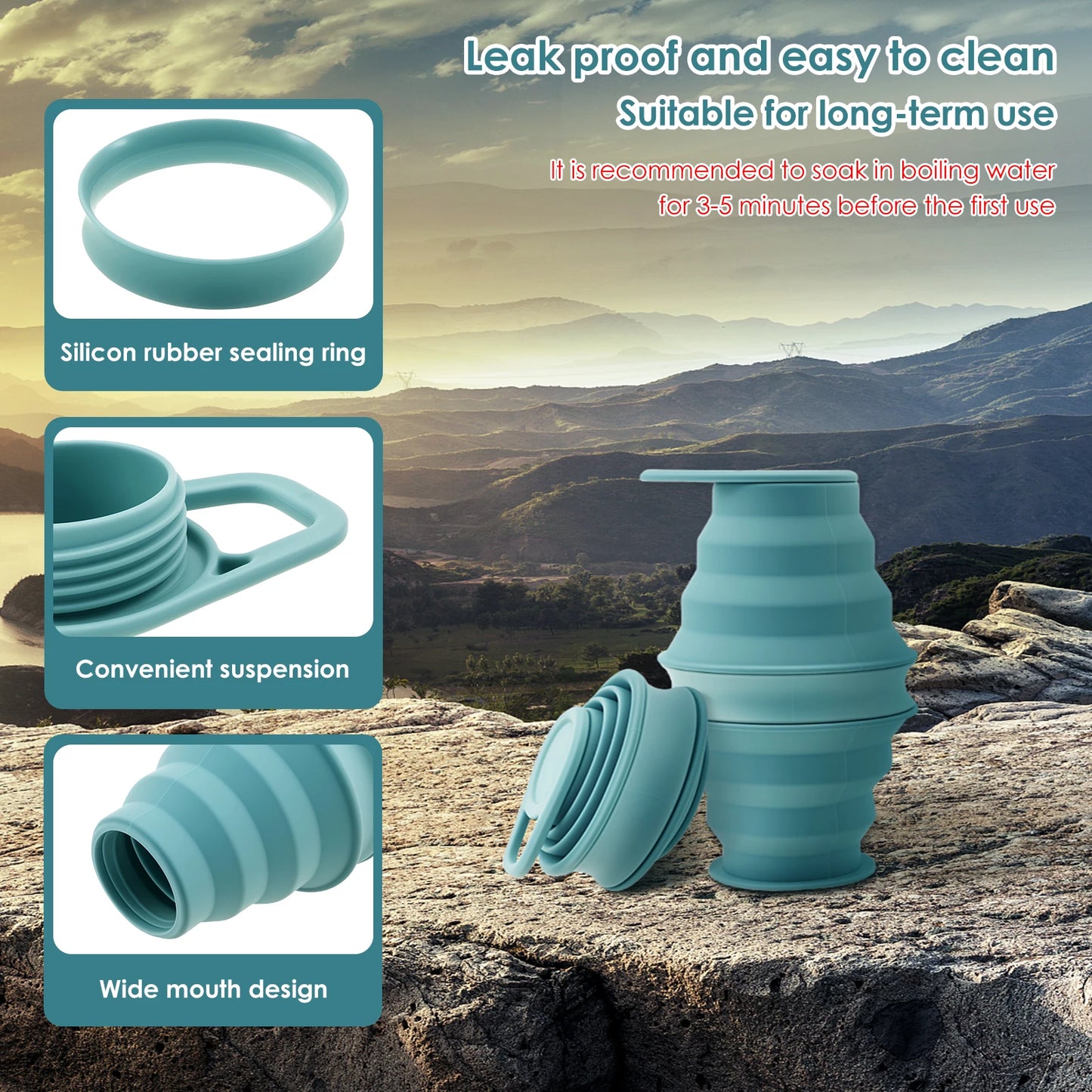 Silicone Water Bottle 500ml Reusable Foldable Water Bottle for Gym Travel Camping Hiking Camping Collapsible Sport Bottles