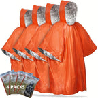 Emergency Rain Poncho 4-Pack | Thermal Mylar