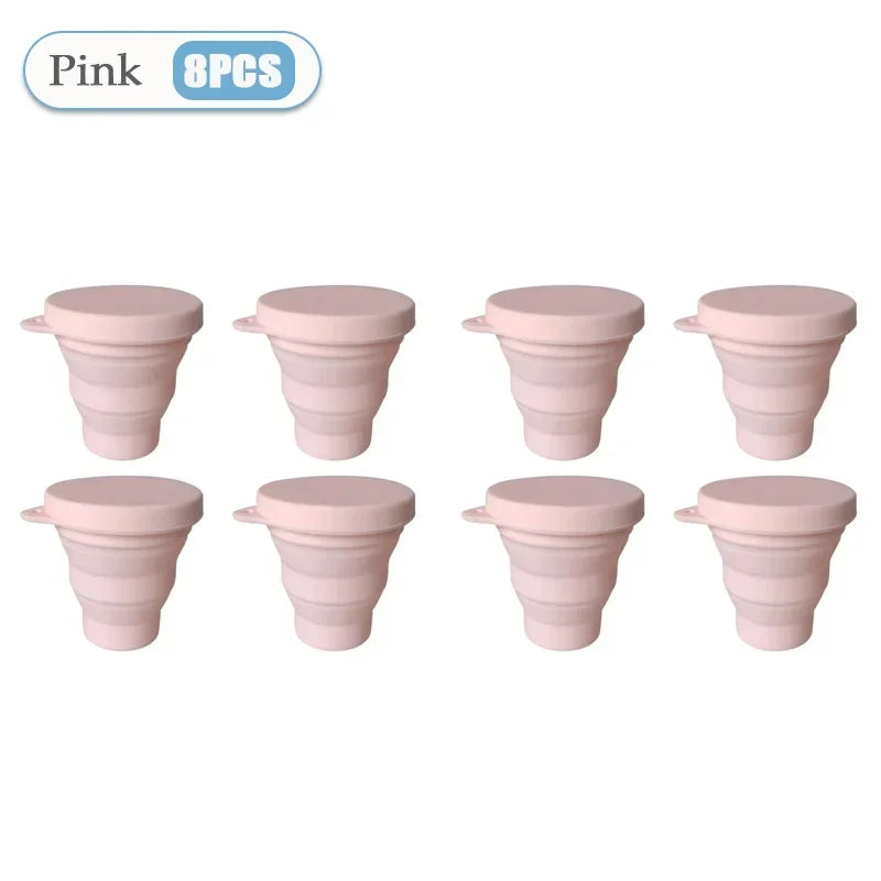 1-10PCS 180ML  Silicone Collapsible Water Cup Outdoor Camping Travel Portable Foldable Lid Coffee Cup Sports Hiking Accessories