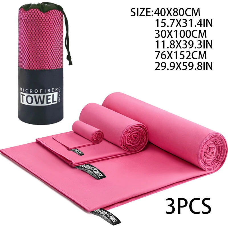 3 Pcs Microfiber Towel Sports Quick-Drying Super Absorbent Camping Towel Super Soft Lightweight Gym Swimming Yoga Beach Towel