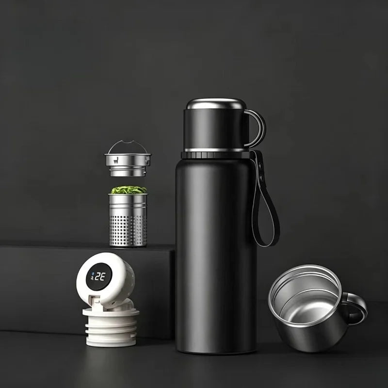 316 Stainless Steel Insulated Water Bottle 1L Large Capacity Double Wall Vacuum Flask Leak Proof for Outdoor Travel with Handle
