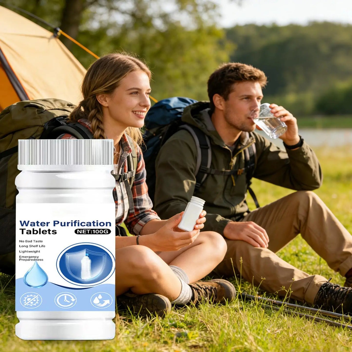 Water Purification Tablets for Drinking Effective Fast Dissolving water clarity maintenance Camping Hiking Water Filter Tablets