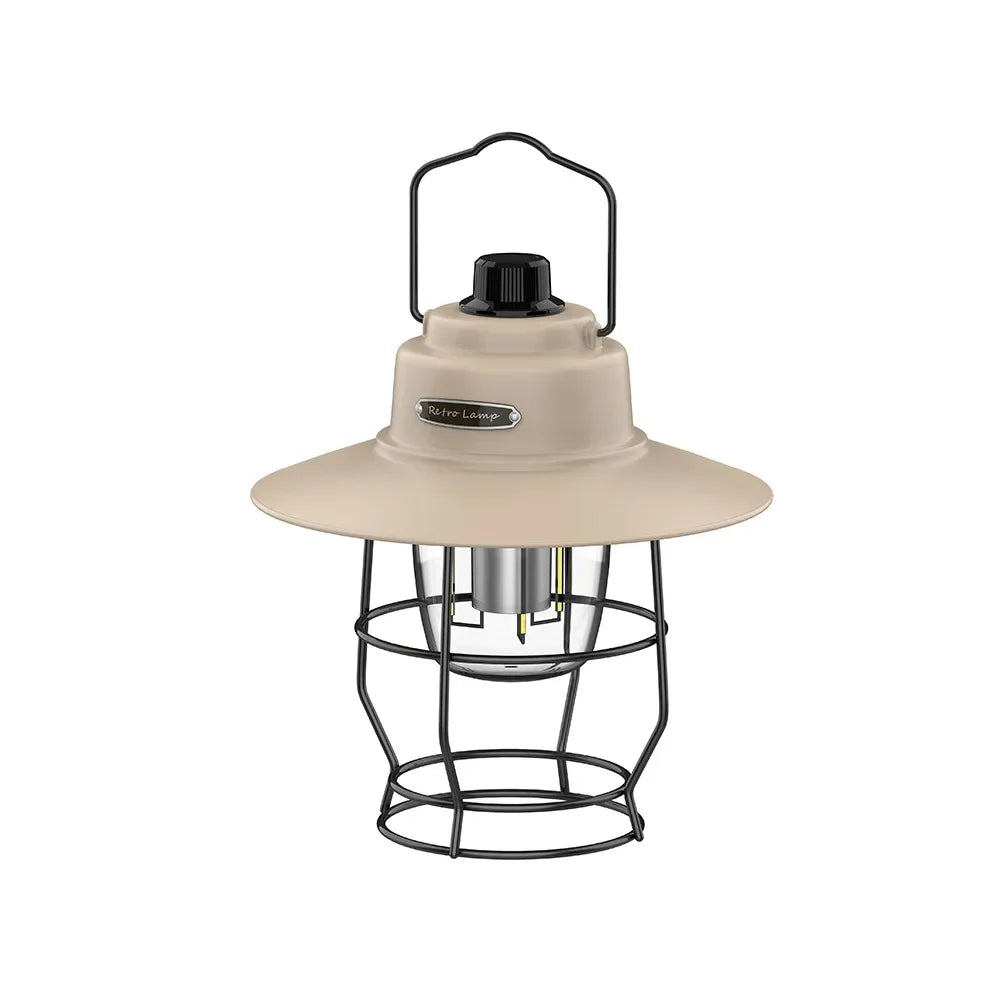 Vintage Portable Lantern LED Camping Lamp Battery Powered Waterproof for Emergency Home Power Hanging Tent Lantern Path Light