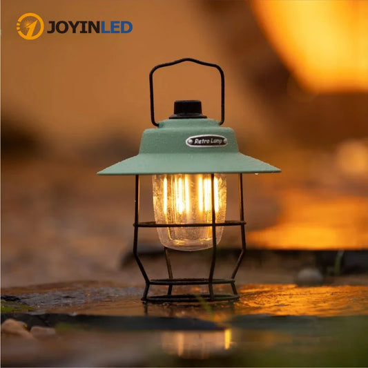 Vintage Portable Lantern LED Camping Lamp Battery Powered Waterproof for Emergency Home Power Hanging Tent Lantern Path Light