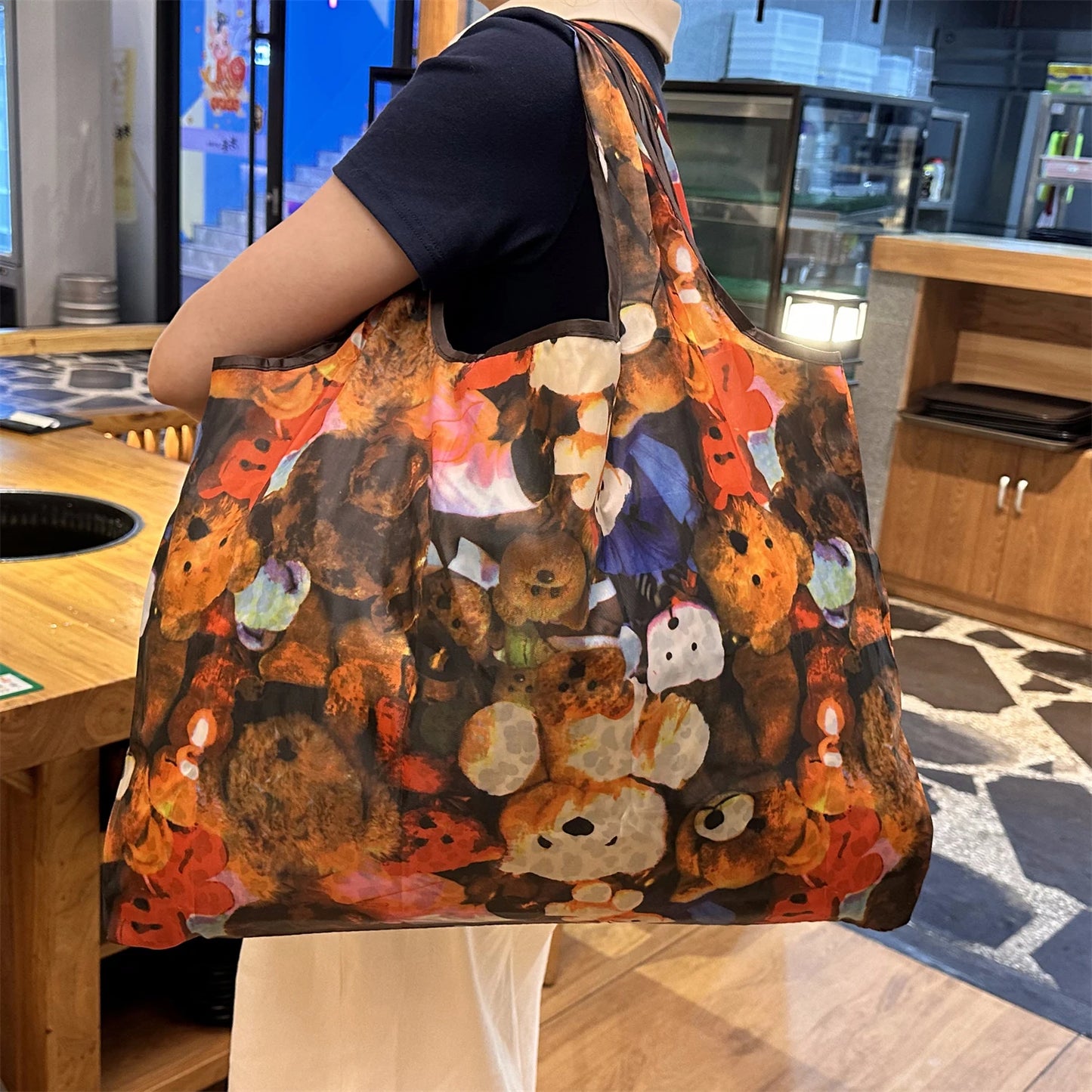 Tote Bag Large Capacity Tote Bag Satchel Lightweight Shopping Bag Printed Pattern Outdoor Foldableable Satchel Camping Style Travel Bag