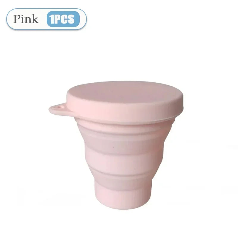 1-10PCS 180ML  Silicone Collapsible Water Cup Outdoor Camping Travel Portable Foldable Lid Coffee Cup Sports Hiking Accessories