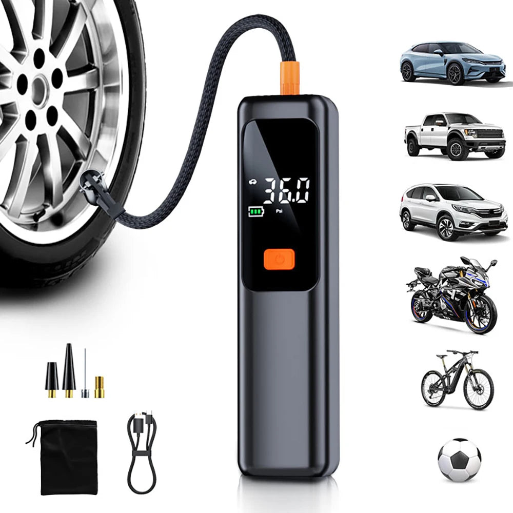 New Portable Car Air Compressor 3X Faster 150PSI Cordless Tire Inflator Pump with Digital Gauge for Car Motorcycle Bike Air Pump