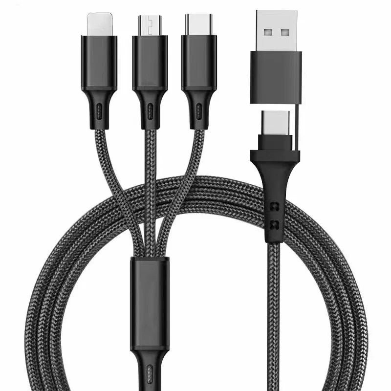 5 in 1 PD USB Fast Charging Cable For iPhone 14 13 12 Xiaomi Android Micro USB Type-C Phone Charger Multi-ports Data Cable