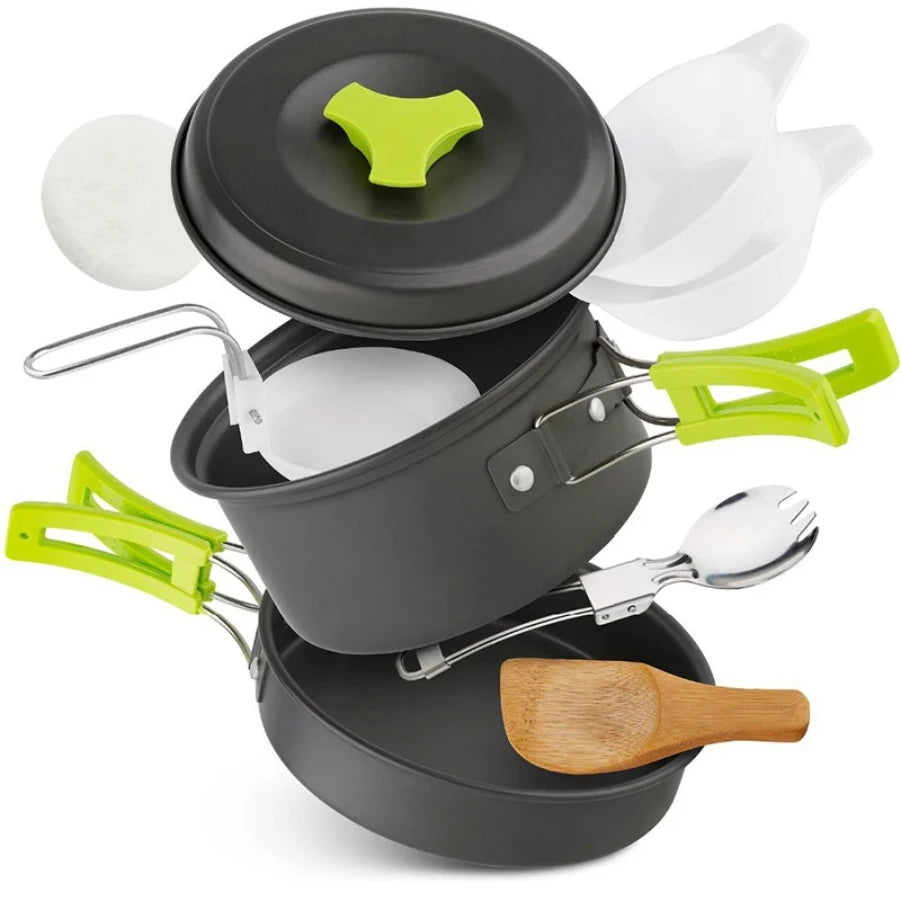 CAOX amping Cookware Set Backpacker's Cooking Set: Portable, Durable Outdoor Cookware with Tableware and Handy Storage Bag