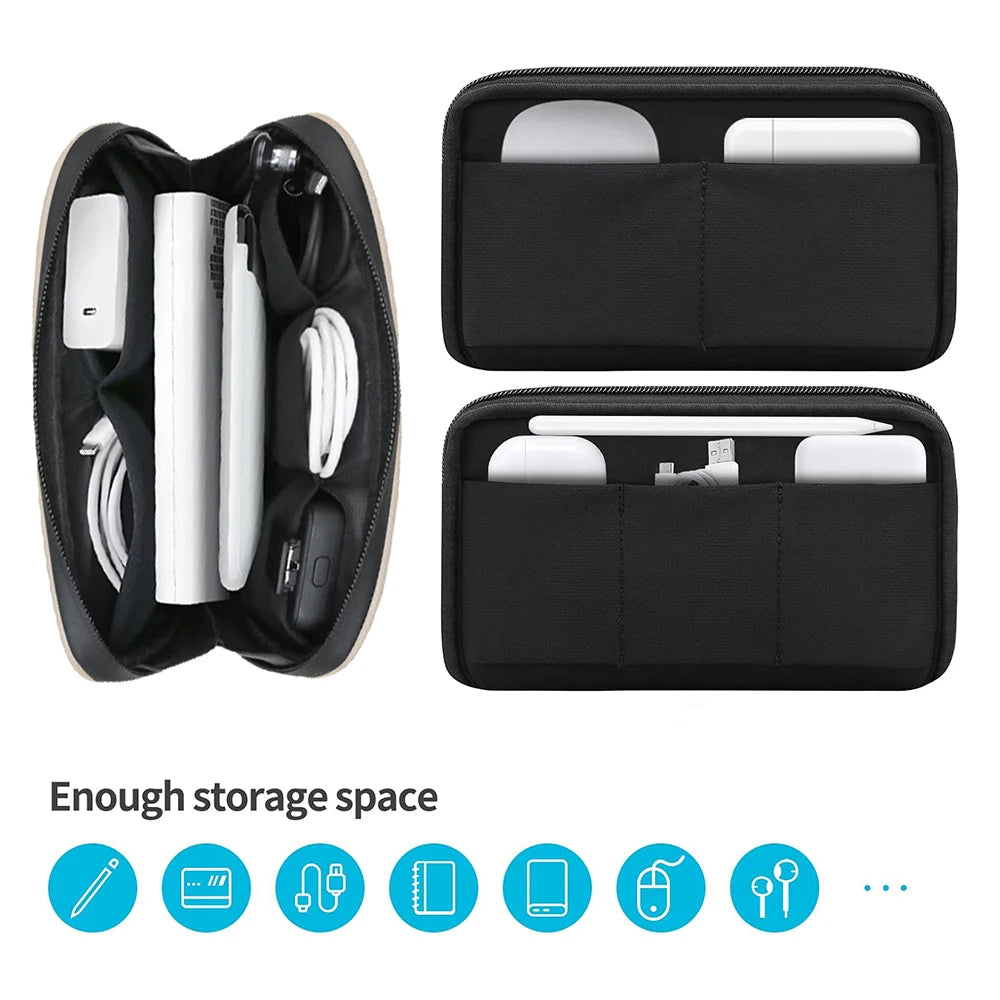 Cable Storage Bag Waterproof Digital Electronic Organizer Portable USB Data Line Charger Plug Storage Bag Travel Makeup Bag