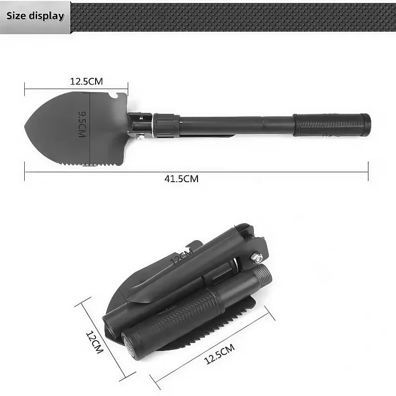 A multi-functional foldable shovel, suitable for camping, military survival, and durable outdoor tools - military-style shovel