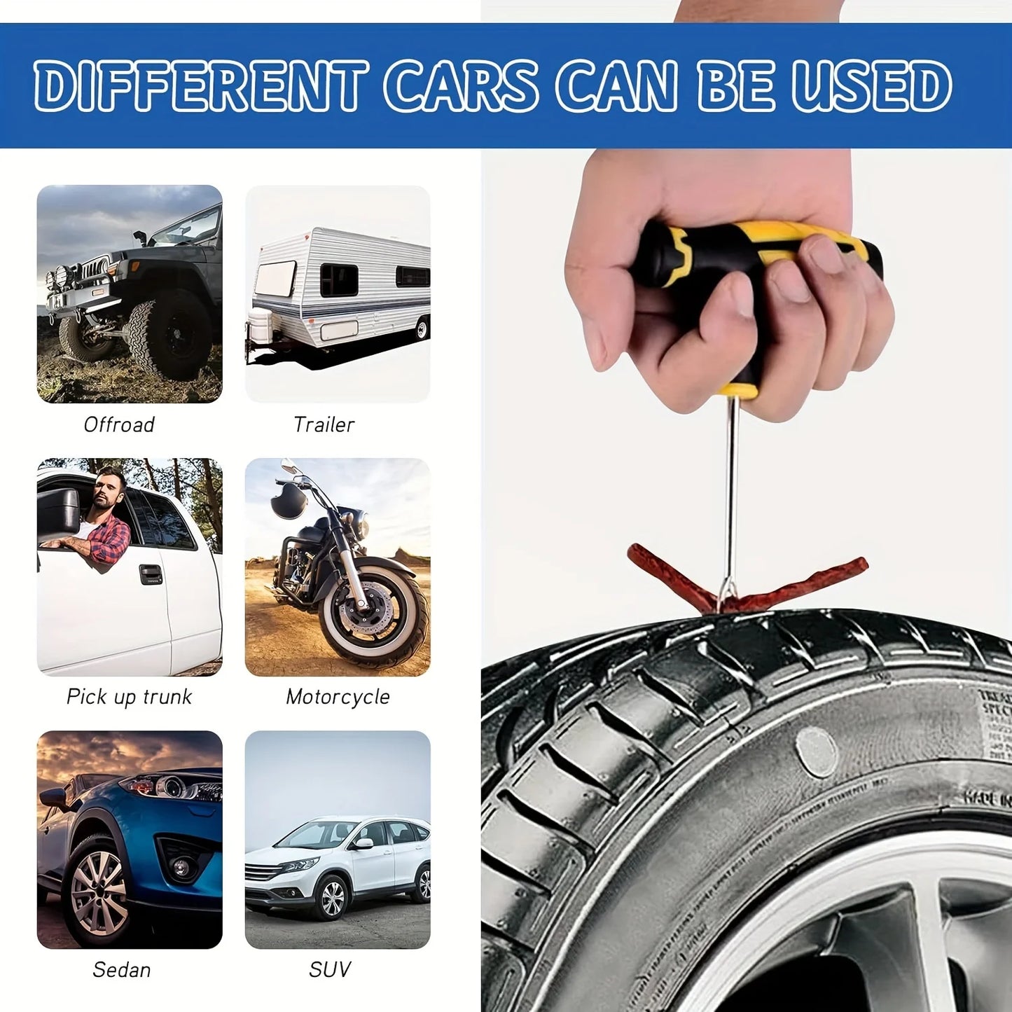 Car Tire Repair Kit Practical Tools Durable Tire Strips Super Glue Included Auto Emergency Repair Kit Optional with/without glue