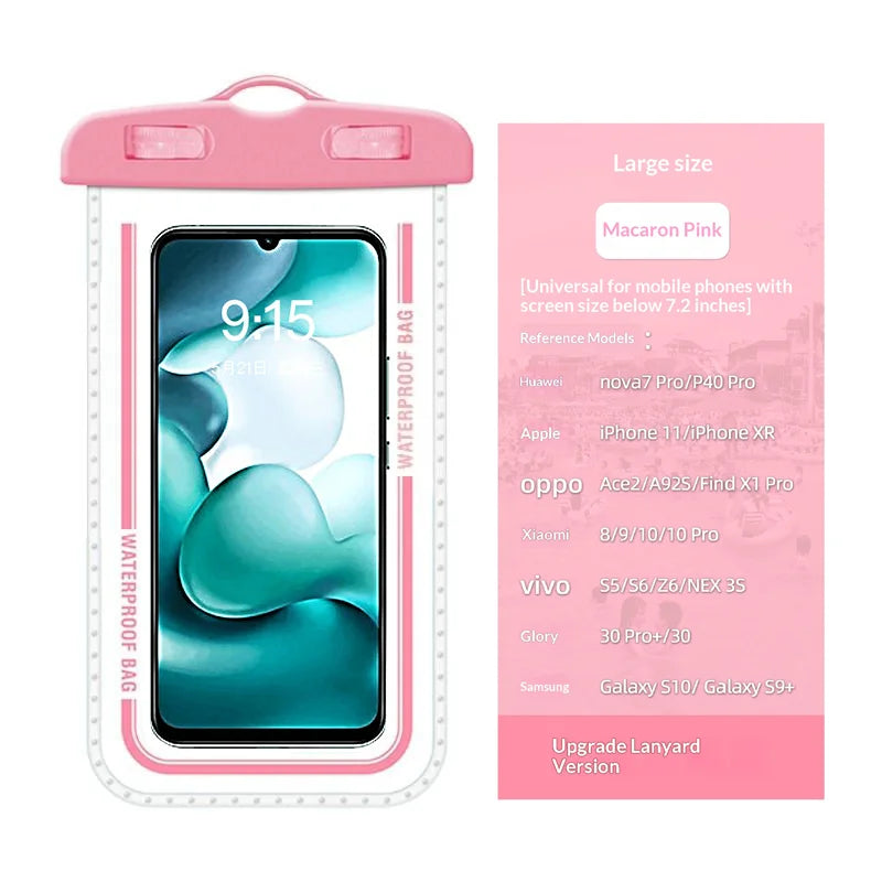 Waterproof Phone Pouch, 8.3" Waterproof Phone Case for iPhone 16 15 14 13 Pro Max, IPX8 Cellphone Dry Bag Beach Cruise Ship Esse