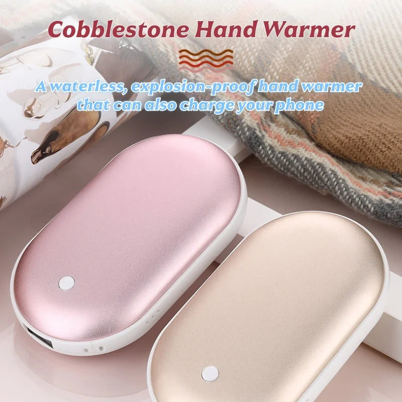 Portable USB Rechargeable Pebble Heater, Power Bank, Double-Sided Hand Warmer (Portable/Winter/Hiking)