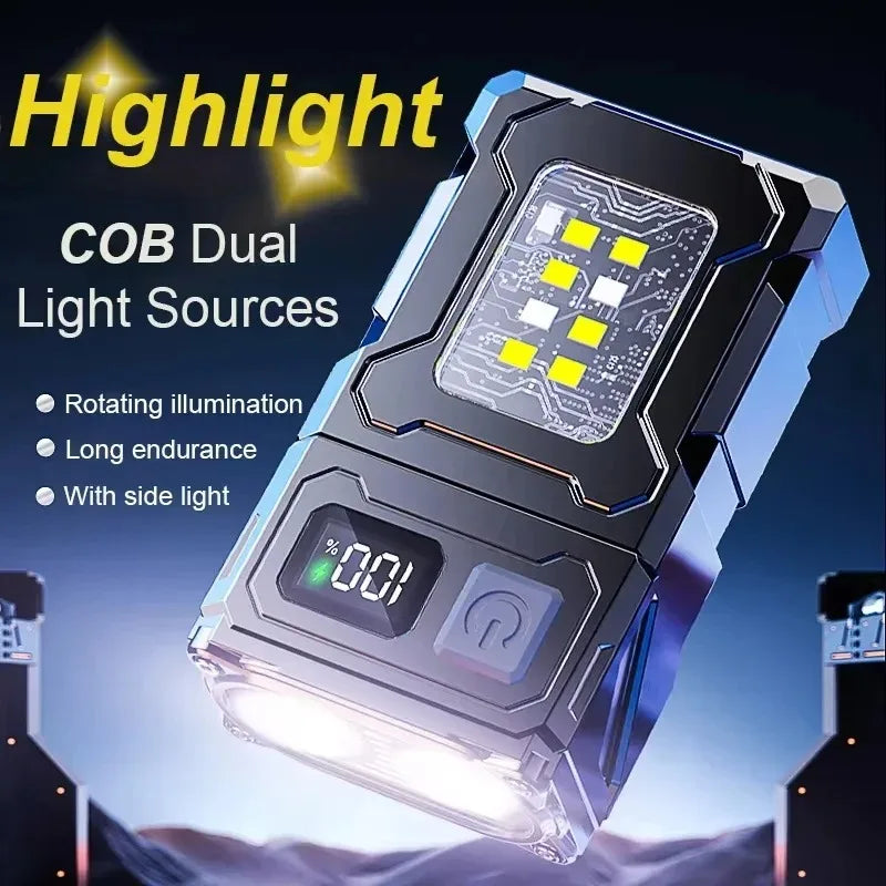 Mini Rechargeable LED Pocket Flashlight Portable Side COB Torch with Clip Tail Magnet Light Super Bright Outdoor Camping Lantern
