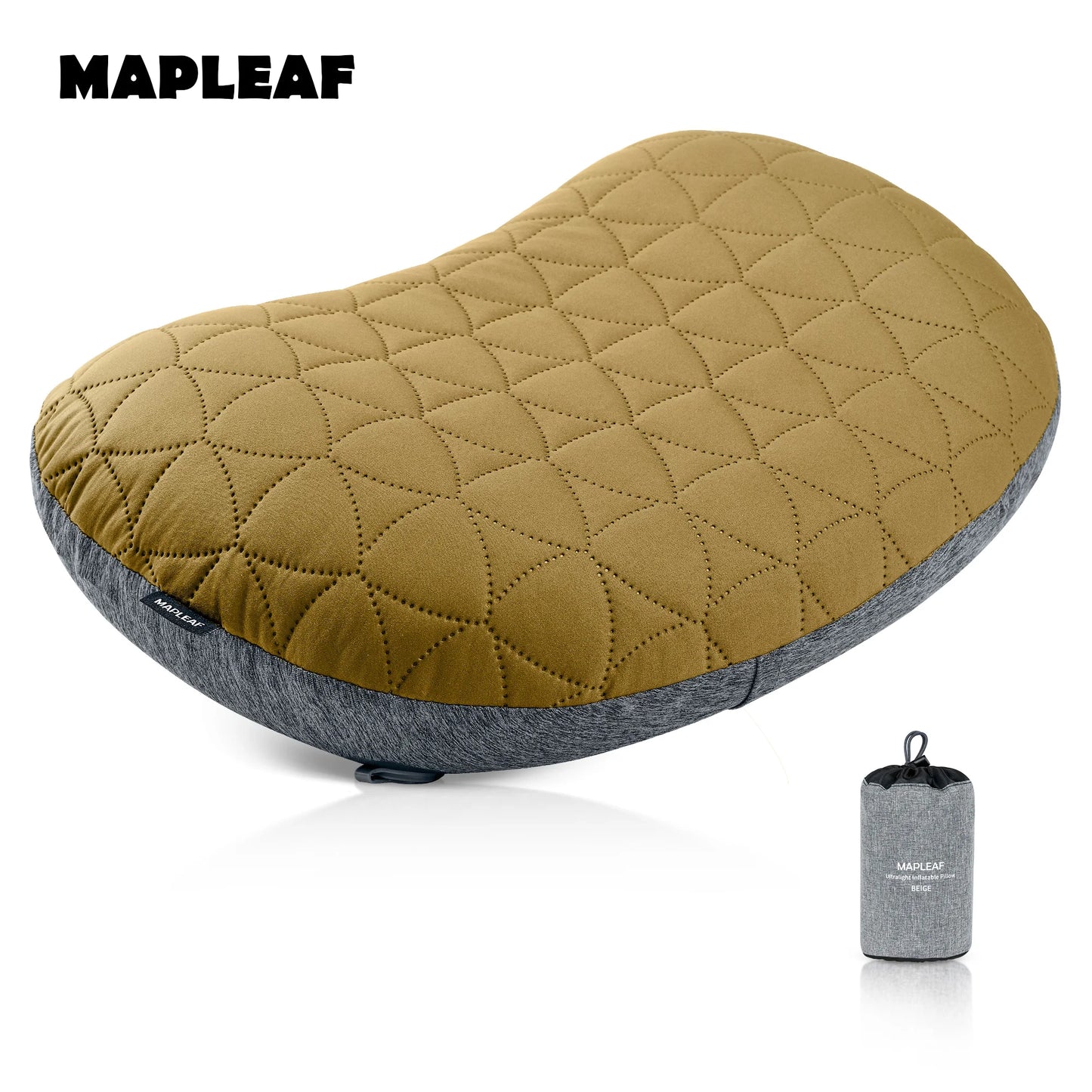 MAPLEAF Inflatable Camping Pillow Removable Cover Ultralight Ergonomic Neck Lumbar Support Compact Backpacking Hiking Travel Air