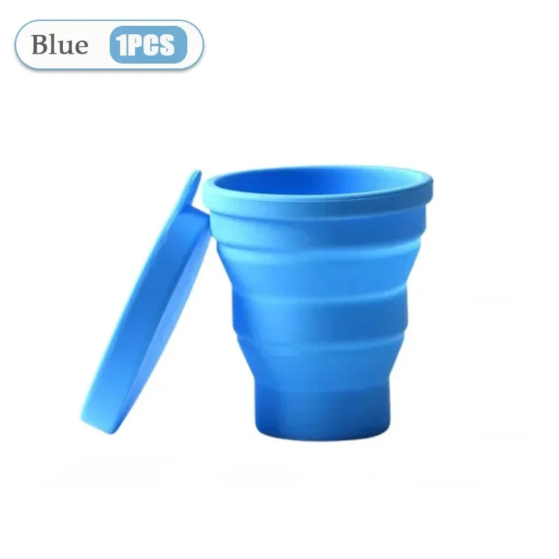 1-10PCS 180ML  Silicone Collapsible Water Cup Outdoor Camping Travel Portable Foldable Lid Coffee Cup Sports Hiking Accessories