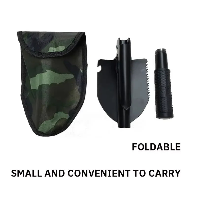 A multi-functional foldable shovel, suitable for camping, military survival, and durable outdoor tools - military-style shovel