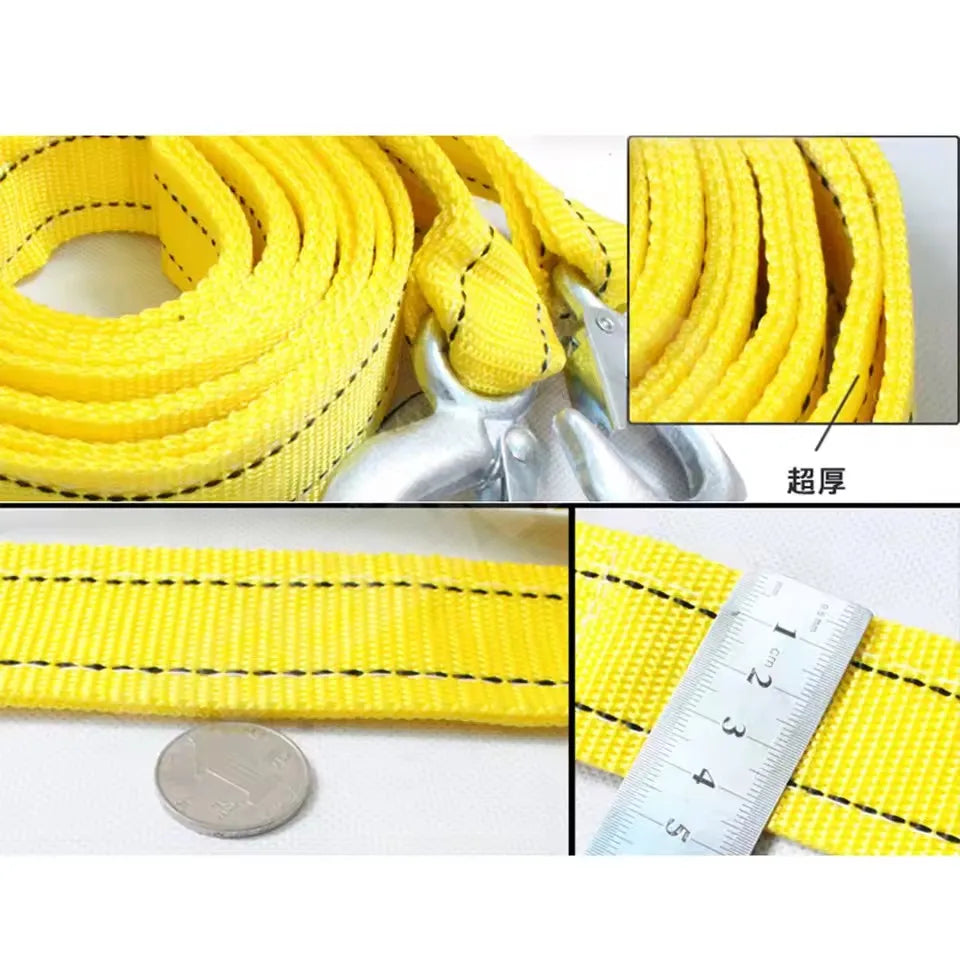 3M/4M Car Tow Cable Heavy Duty 3Ton/5Ton Trailer Rope Towing Pull Rope Strap Hooks Van Road Recovery Car Accessories
