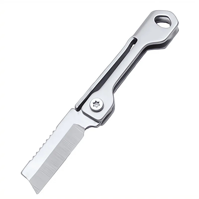 Stainless Steel Folding Knife Mini Square Head Pocket Knife Outdoor Camping Supplies Multi-function Keychain Pendant Knives