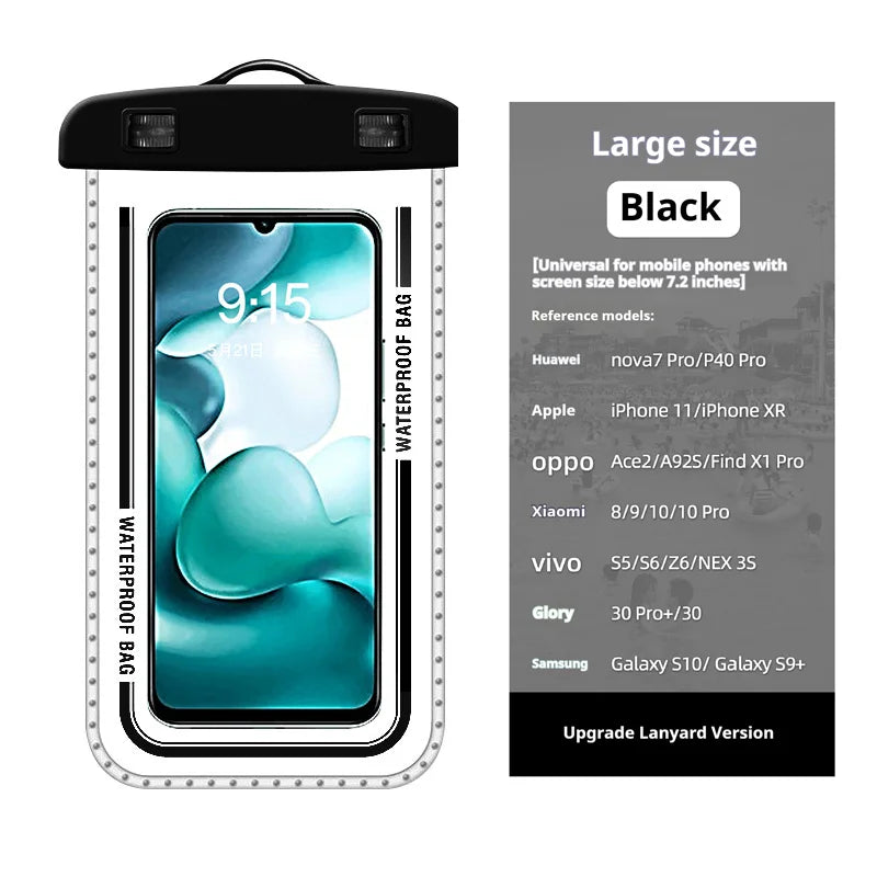 Waterproof Phone Pouch, 8.3" Waterproof Phone Case for iPhone 16 15 14 13 Pro Max, IPX8 Cellphone Dry Bag Beach Cruise Ship Esse