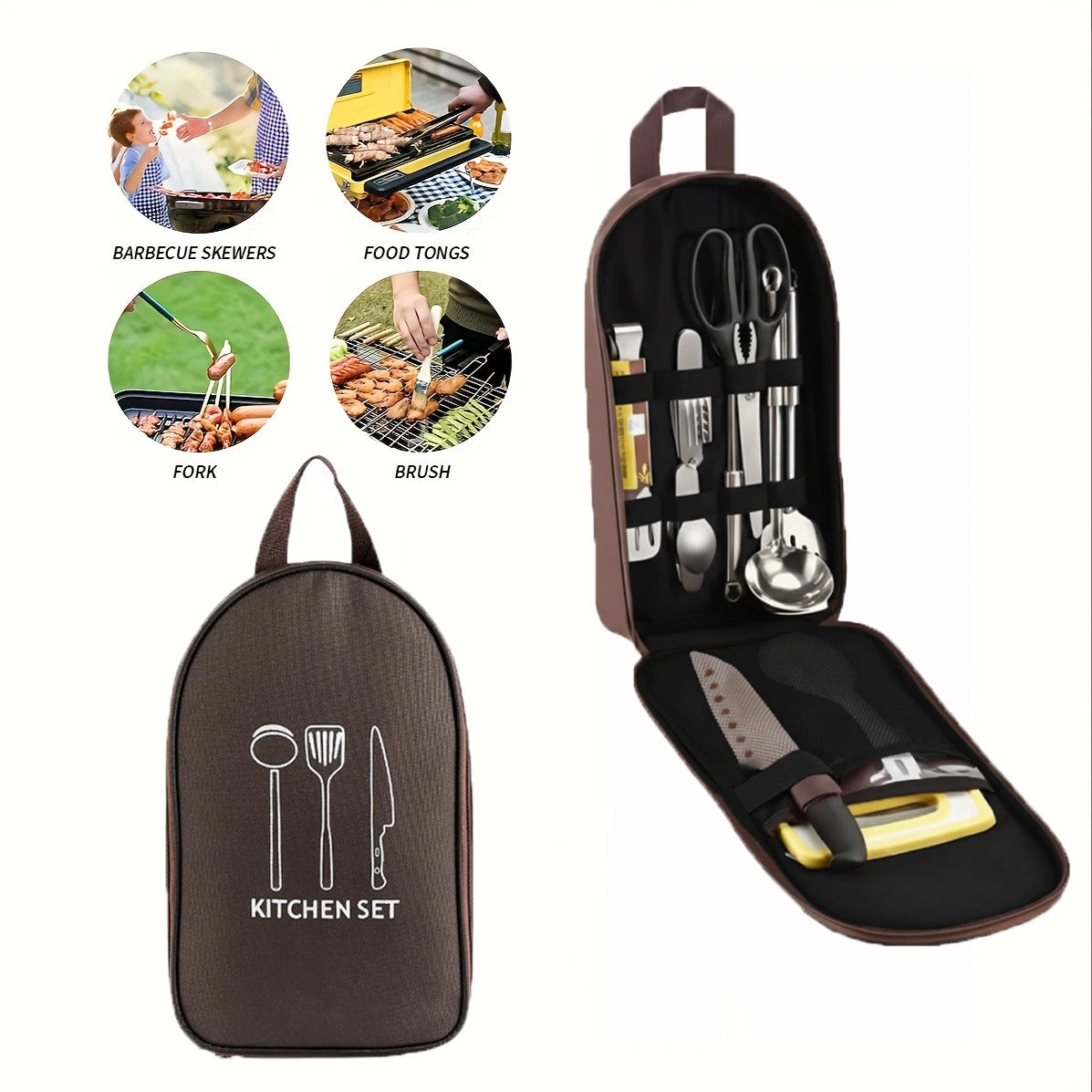 Outdoor Cookware Bag Camping Storage Bag Portable Travel Utensil Bag Picnic Bag Cookware Utensil Organizer (No Tableware)