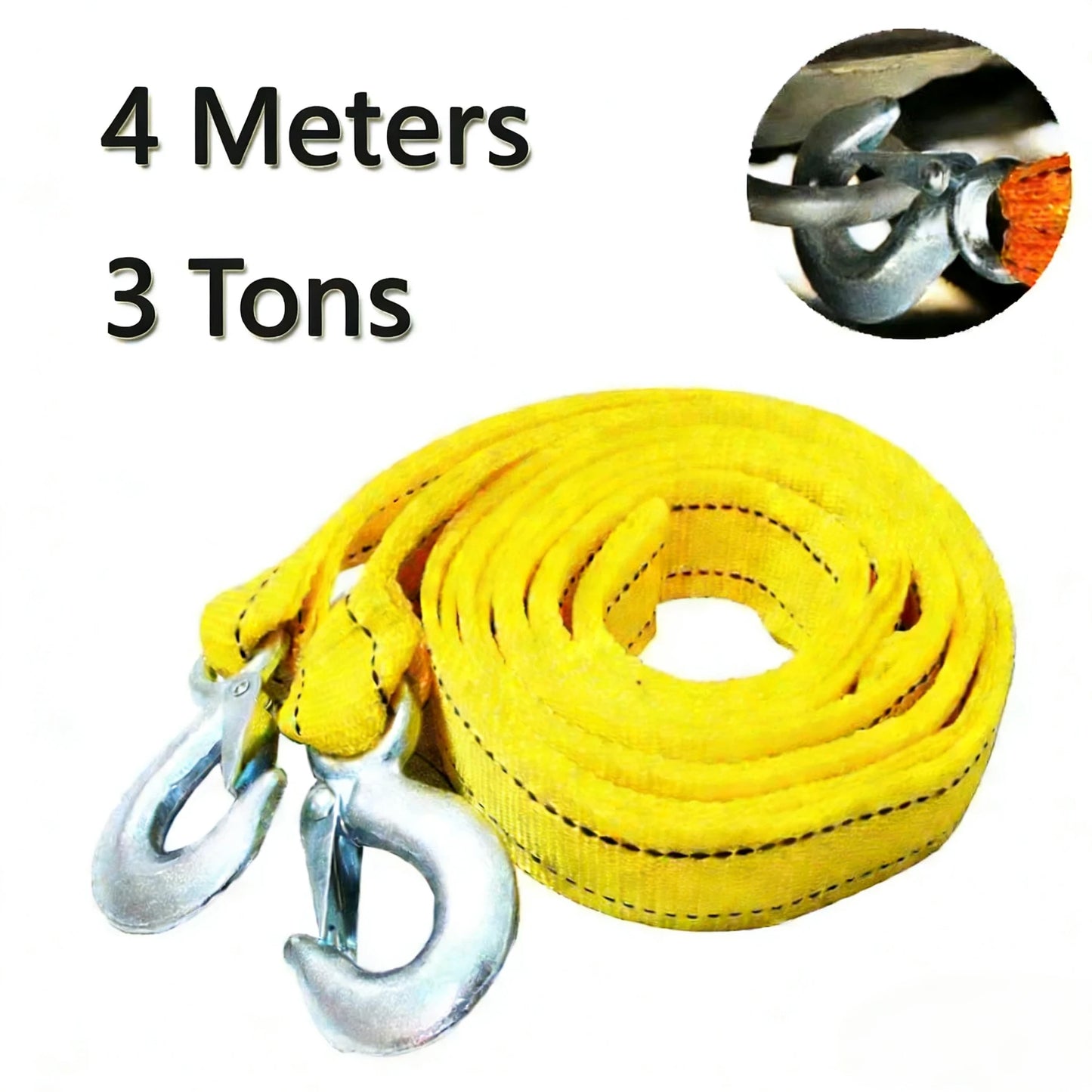 4M/5M Heavy Duty Car Tow Cable 5Ton/8Ton Trailer Rope with Hooks for Van SUV Truck Emergency Road Recovery Automotive Accessorie