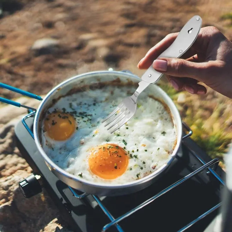 4 in1 Foldable Camping Utensil Set Multi-Functional Knife Fork Spoon Bottle Opener for Outdoor Survival Sports Camping Hiking