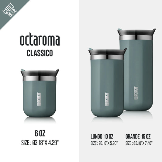 WACACO Octaroma Vacuum Insulated Coffee Mug, Double-wall Stainless Steel Travel Tumbler, 6/10/15 fl oz, thermo, Valentines Gift