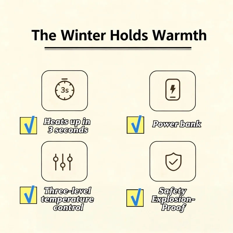 Portable USB Rechargeable Pebble Heater, Power Bank, Double-Sided Hand Warmer (Portable/Winter/Hiking)